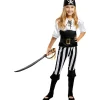 Funidelia Halloween|Disfraces*Disfraz de pirata a rayas para niña- Colección blanca y negra 10-12 años