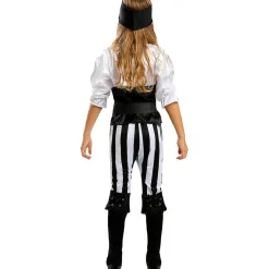 Funidelia Halloween|Disfraces*Disfraz de pirata a rayas para niña- Colección blanca y negra 10-12 años