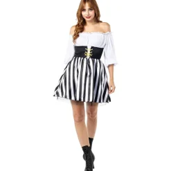 Funidelia Disfraces|Halloween*Disfraz de Pirata a rayas para mujer - Colección blanco y negro - Talla M