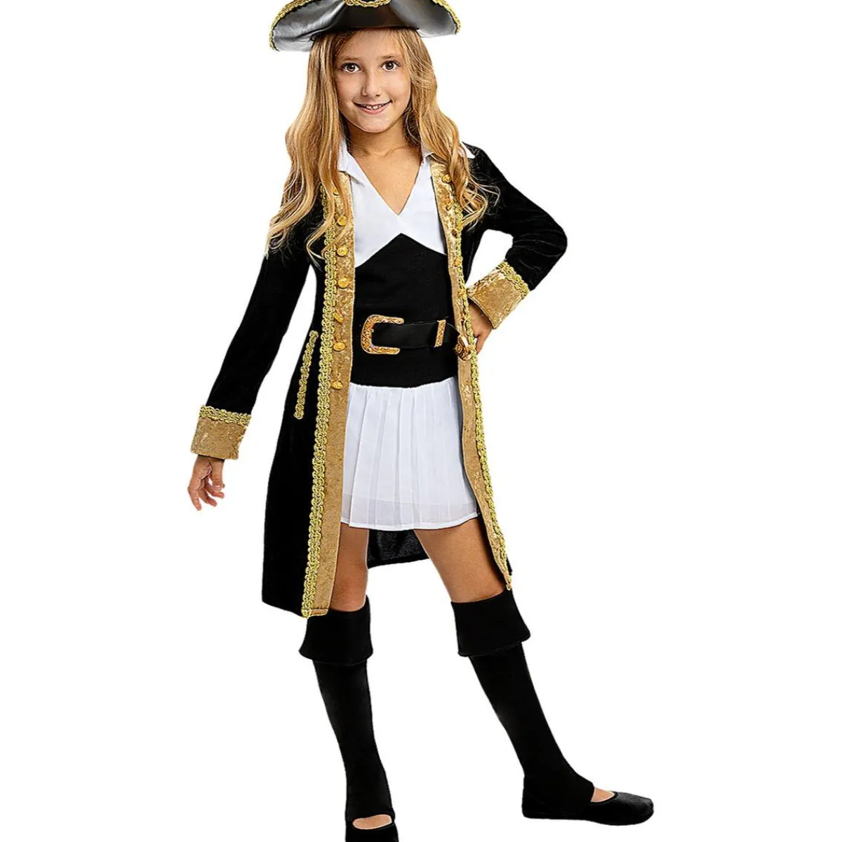 Funidelia Disfraces|Halloween*Disfraz de pirata deluxe para niña- Colección colonial 3-4 años