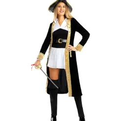 Funidelia Disfraces|Halloween*Disfraz de pirata deluxe para mujer - Colección colonial L