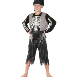 BIZAK Disfraces|Halloween*Disfraz de pirata Skeleton para niño, color negro