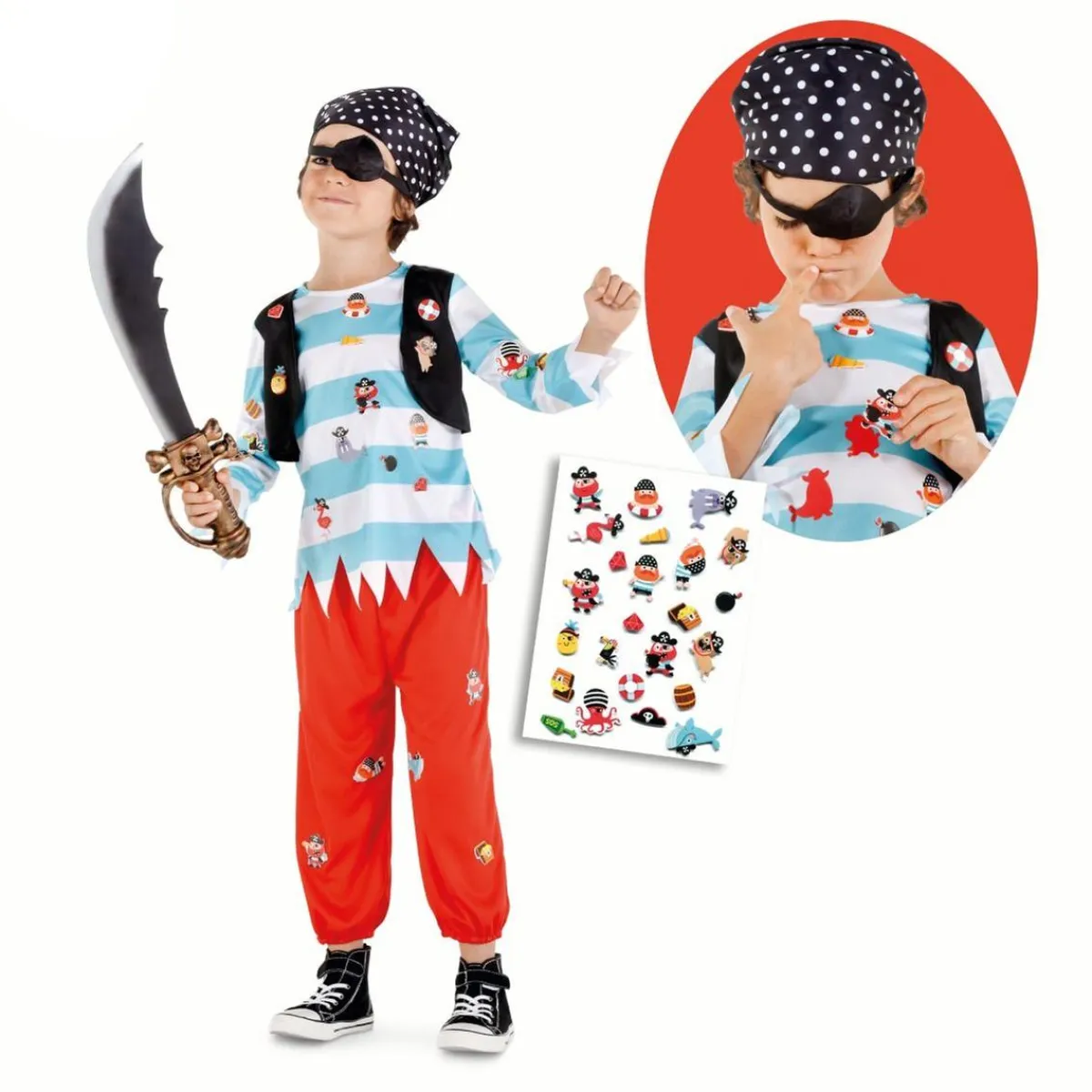 RUBIE'S Disfraces|Halloween*Disfraz infantil - Pirata pegatín 5-7 años