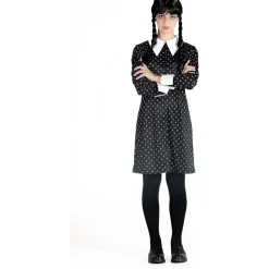 BIZAK Disfraces|Halloween*Disfraz Miércoles Addams vestido con peluca talla M
