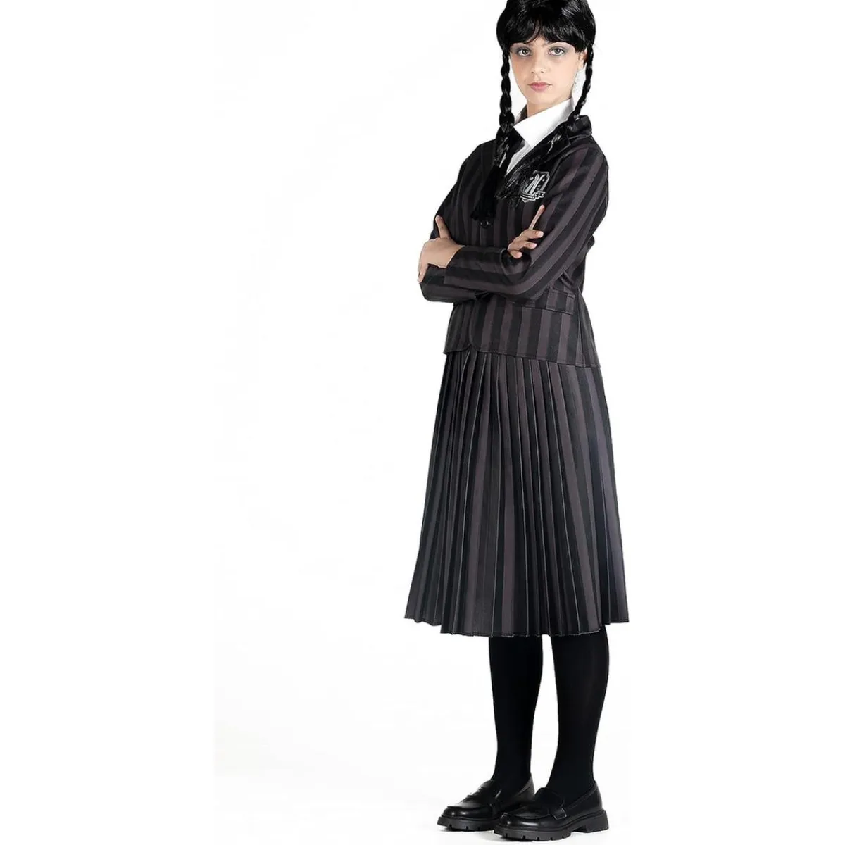 RAVENSBURGER IBÉRICA Disfraces|Halloween*Disfraz uniforme Miércoles con peluca talla M ㅤ