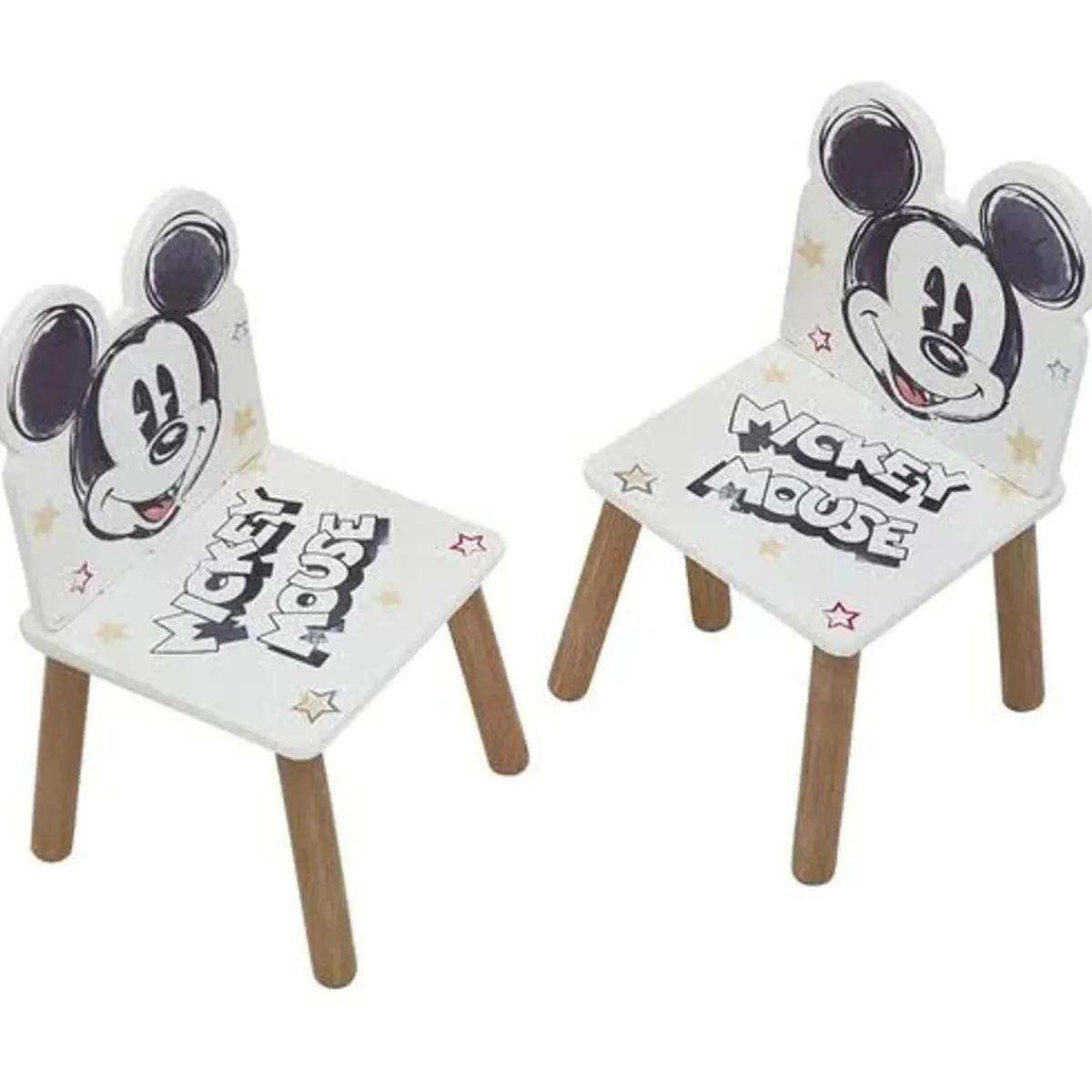 MICKEY Estilo De Vida*Disney - Mouse - Conjunto de Mesa Cuadrada y Dos Sillas de Madera Classic ㅤ