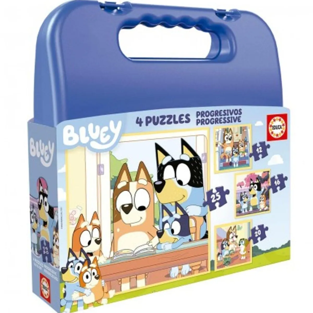 EDUCA Juegos Y Puzzles*Borras - Maletín 4 Puzzles progresivos Bluey