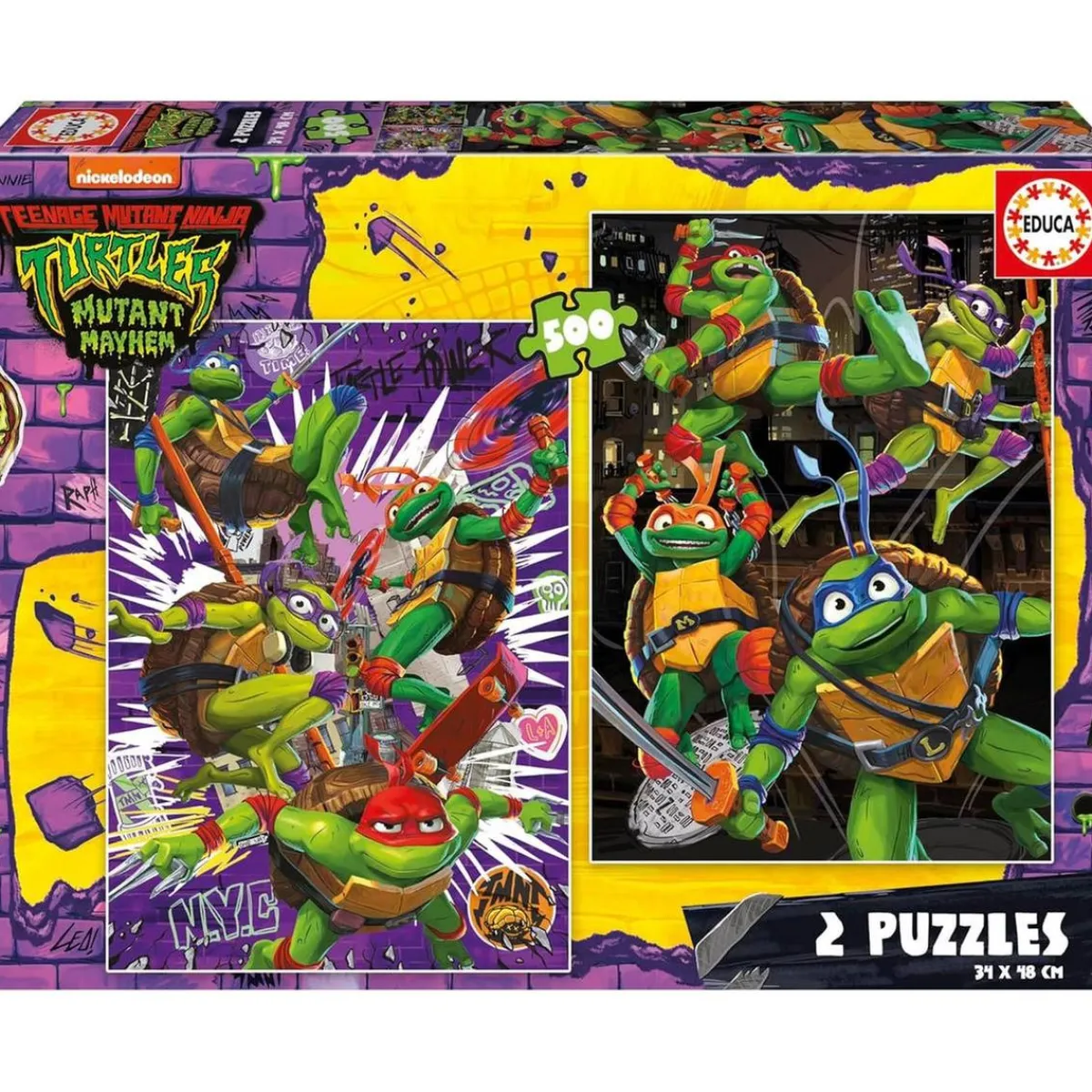 EDUCA BORRAS Juegos Y Puzzles*- Pack Doble Puzzle Tortugas Ninja ㅤ