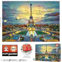 EDUCA BORRAS Juegos Y Puzzles*- Puzzle 500 piezas Torre Eiffel: montaje y cola Fix incluidos ㅤ