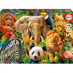EDUCA BORRAS Juegos Y Puzzles*- Puzzle collage de animales salvajes 500 piezas ㅤ