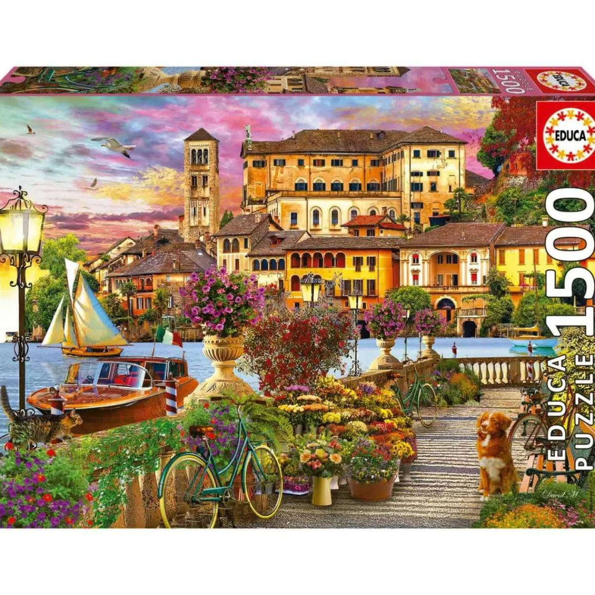 EDUCA BORRAS Juegos Y Puzzles*- Puzzle de 1500 piezas: Paseo Italiano, 85 x 60 cm, con cola fix para colgar ㅤ