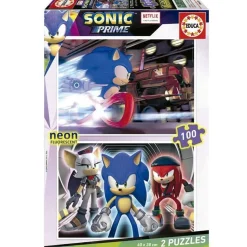 EDUCA BORRAS Juegos Y Puzzles*- Set 2 puzzles 100 piezas Sonic Prime Neon