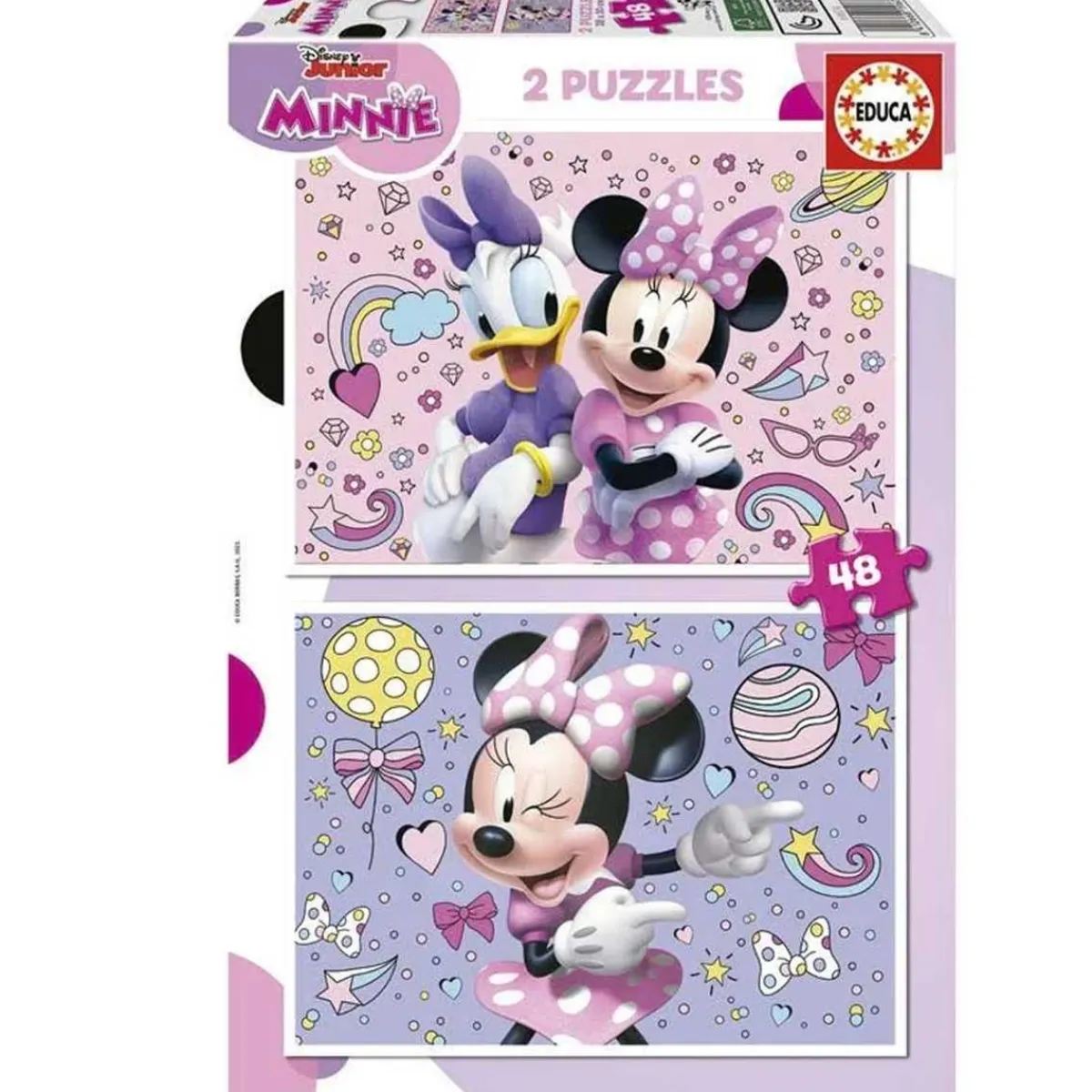 EDUCA BORRAS Juegos Y Puzzles*- Set de 2 Puzzles Minnie: 48 piezas cada uno, 28x20 cm montados ㅤ