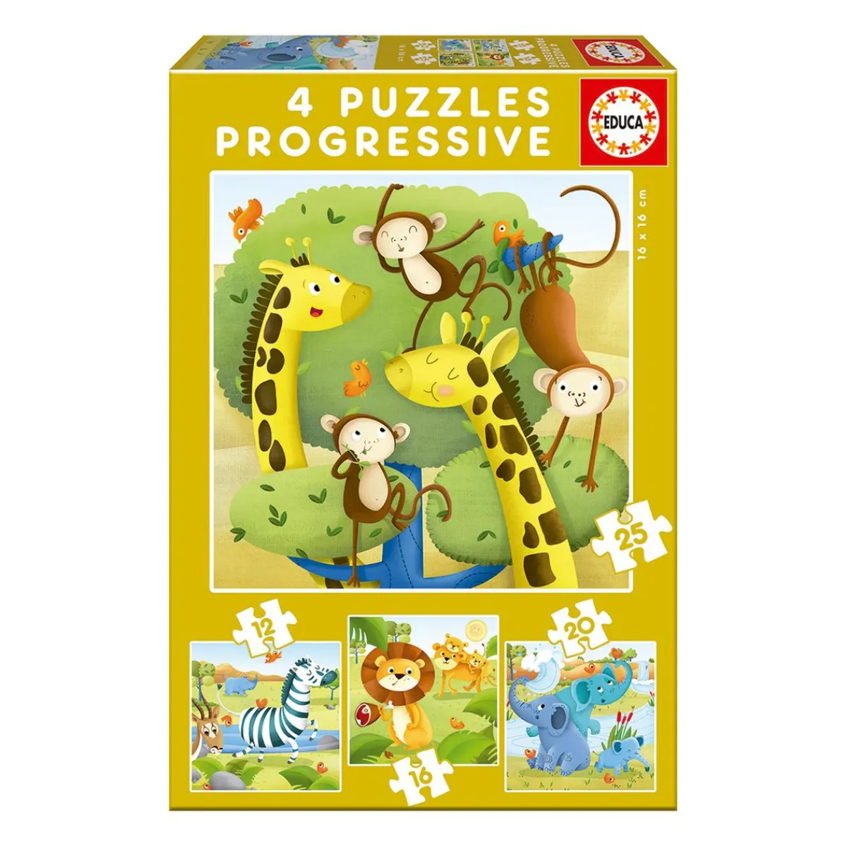EDUCA BORRAS Juegos Y Puzzles*Educa Borrás - Animales Salvajes - Pack 4 Puzzles Progresivos