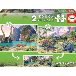 EDUCA BORRAS Juegos Y Puzzles*Educa Borrás - Dino World Pack Puzzles 2x100 Piezas