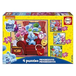 EDUCA BORRAS Juegos Y Puzzles*Educa Borrás - Las pistas de Blue - Pack de 4 puzzles progresivos