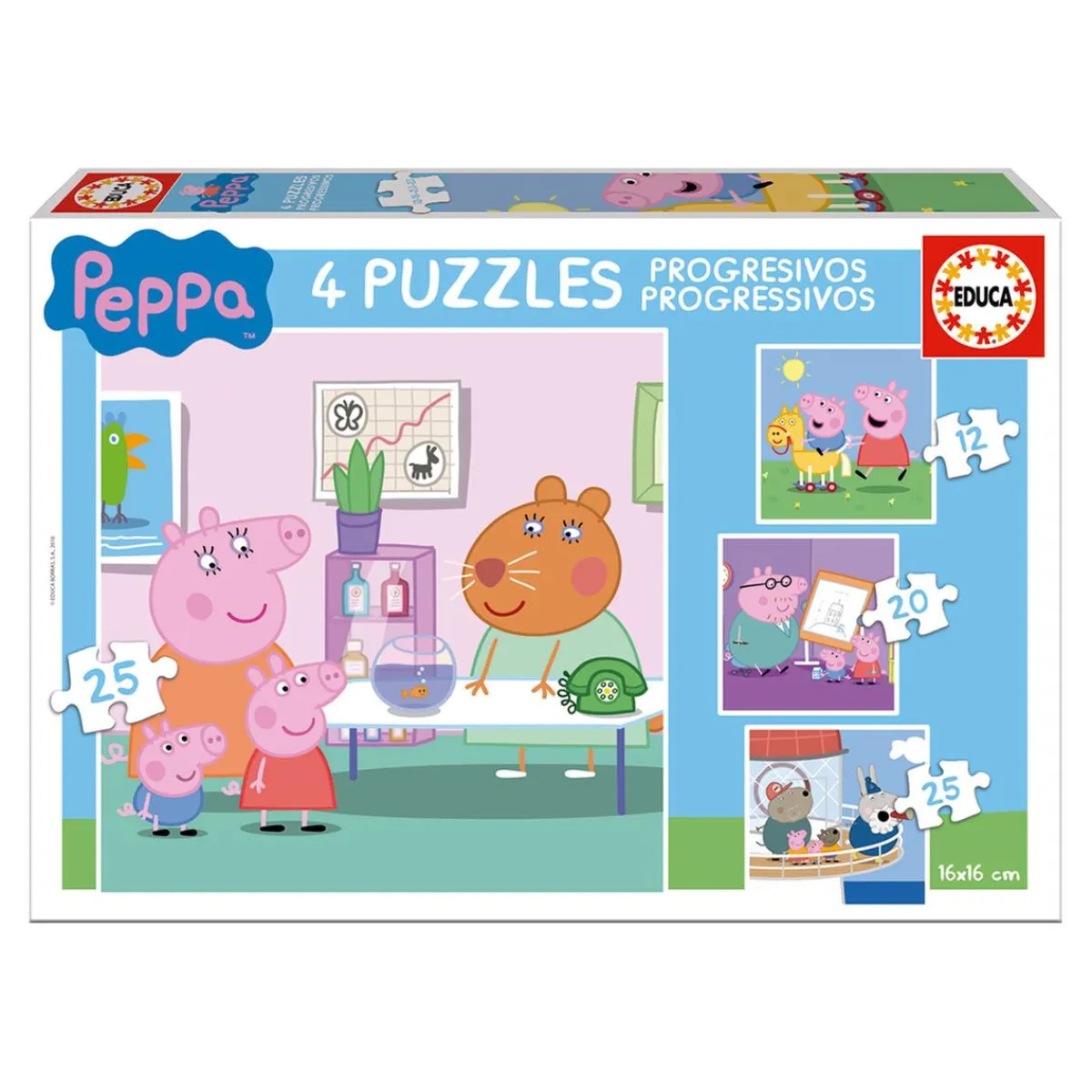 EDUCA BORRAS Juegos Y Puzzles*Educa Borrás - Peppa Pig - Pack 4 Puzzles Progresivos