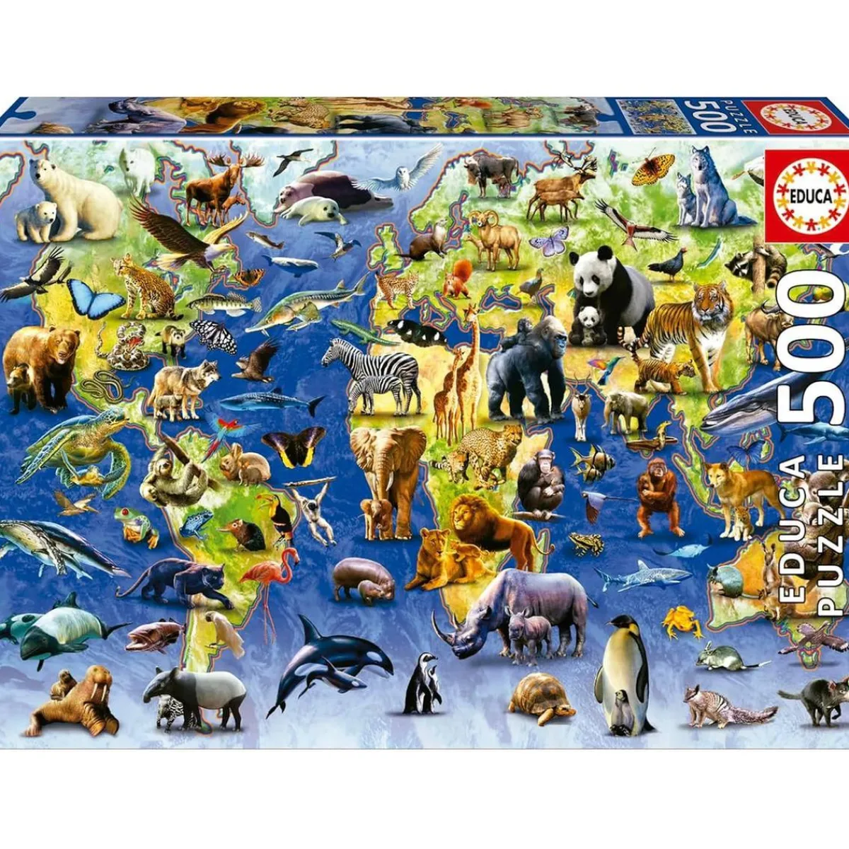 EDUCA BORRAS Juegos Y Puzzles*educa borrás - Puzzle Fauna Amenazada 500 Piezas Adultos ㅤ