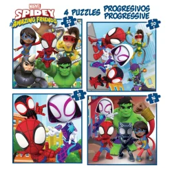 EDUCA BORRAS Juegos Y Puzzles*Educa Borrás - Spidey y su Superequipo - Pack 4 puzzles progresivos