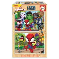 EDUCA BORRAS Juegos Y Puzzles*Educa Borrás - Spidey y su Superequipo - Pack puzzles de madera 2x25 piezas