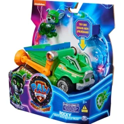 SPIN MASTER Coleccionables Y Mini Mundos*Energía - Patrulla Canina - Camión de reciclaje de juguete con figura de acción Rocky, luces y sonidos ㅤ