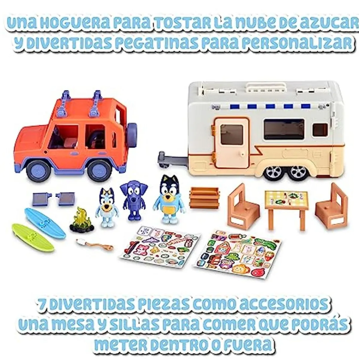 FAMOSA Coleccionables Y Mini Mundos*- Bluey - Vehículo de vacaciones con tablas de surf y figurita articulada ㅤ