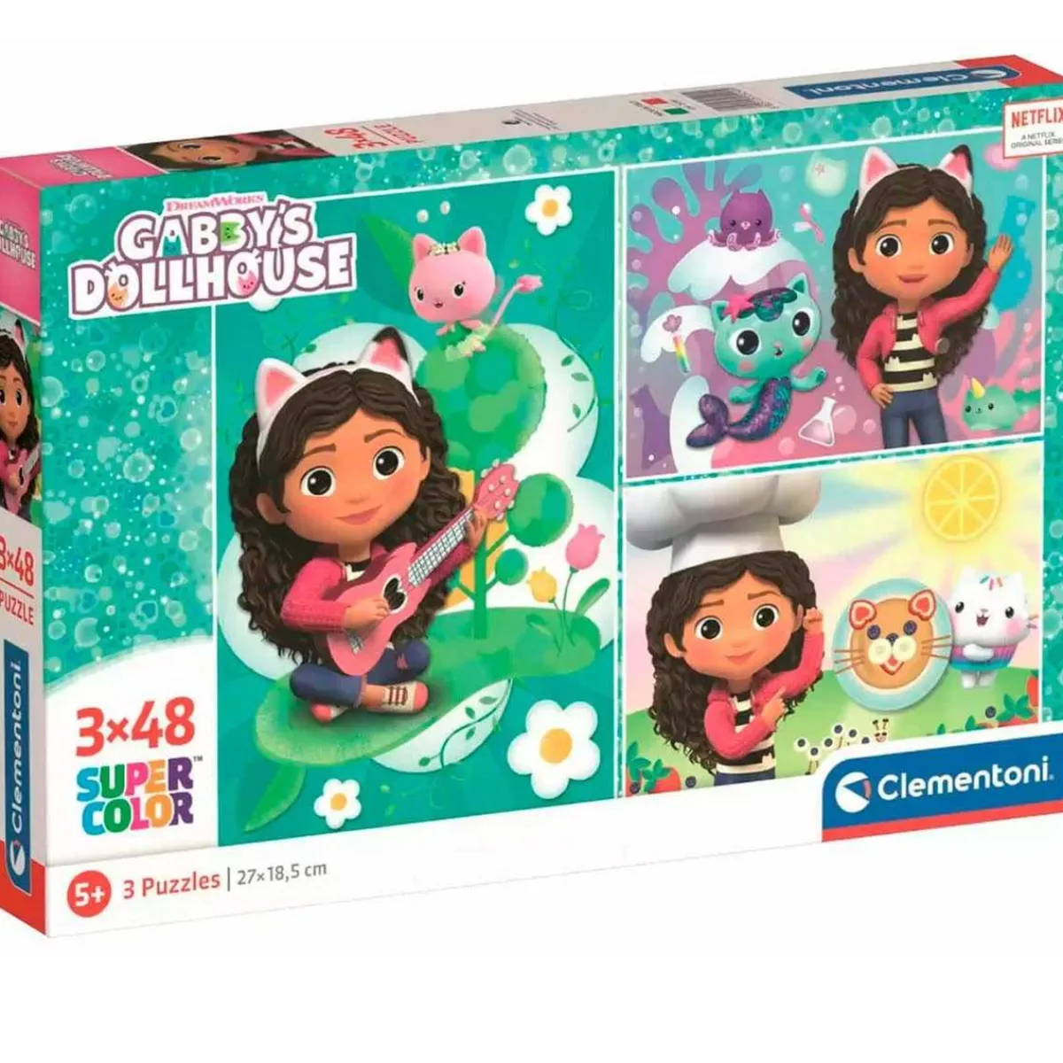 CLEMENTONI Juegos Y Puzzles*Gabby's Dollhouse - Puzzles 3 en 1 de 48 piezas