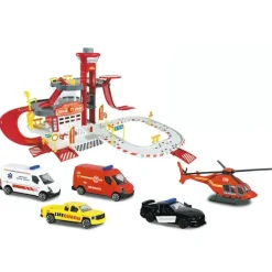 MOTORI & CO Vehículos Y Circuitos*Garaje de bomberos con vehículos y helicóptero ㅤ
