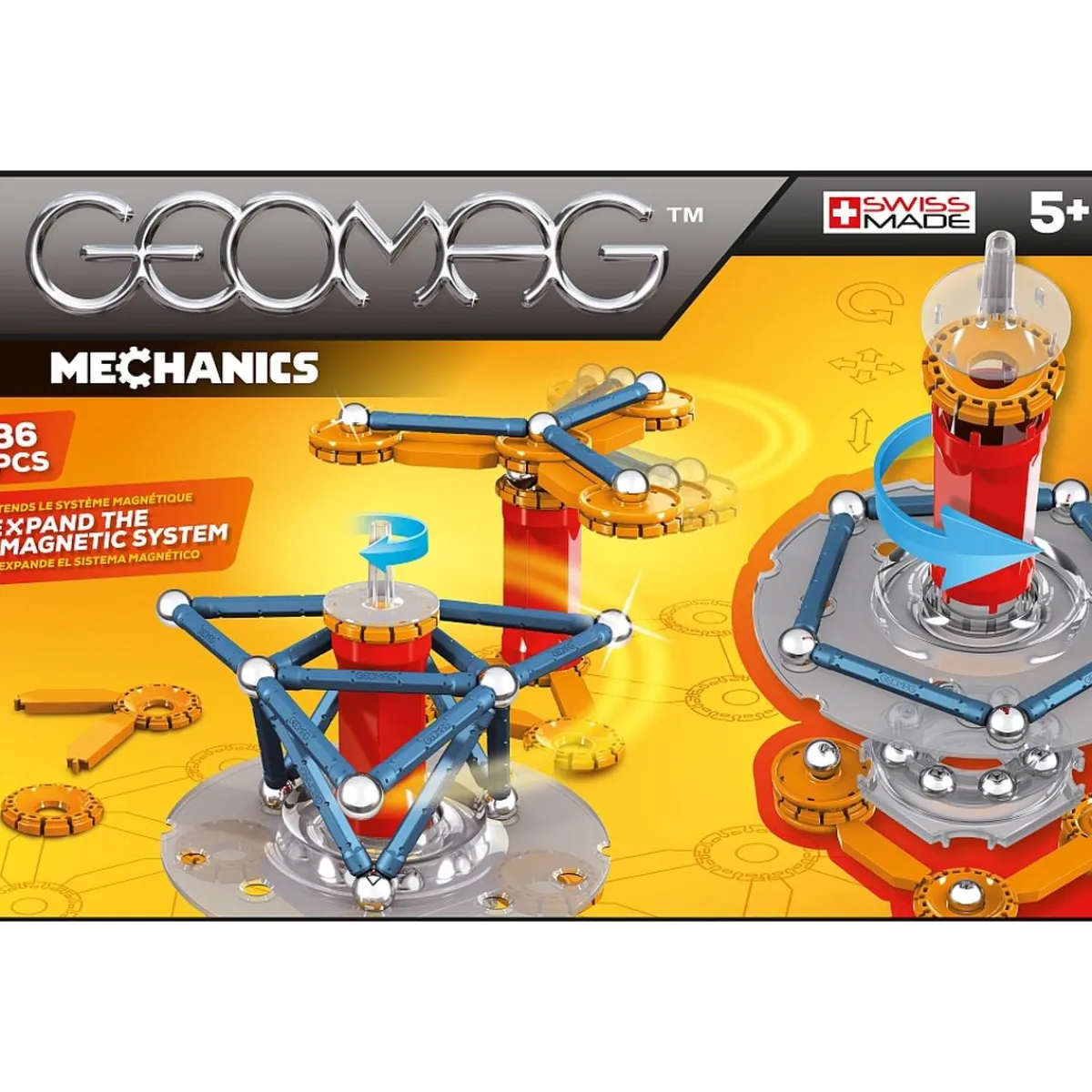TOY PARTNER S.A. Steam*Geomag - Geomag Mechanics 86 Piezas