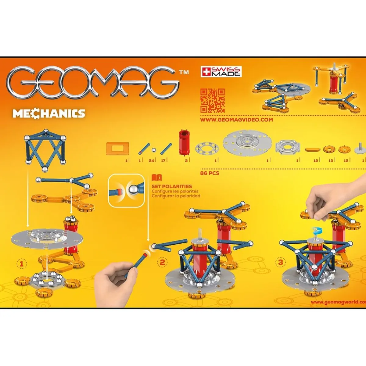 TOY PARTNER S.A. Steam*Geomag - Geomag Mechanics 86 Piezas