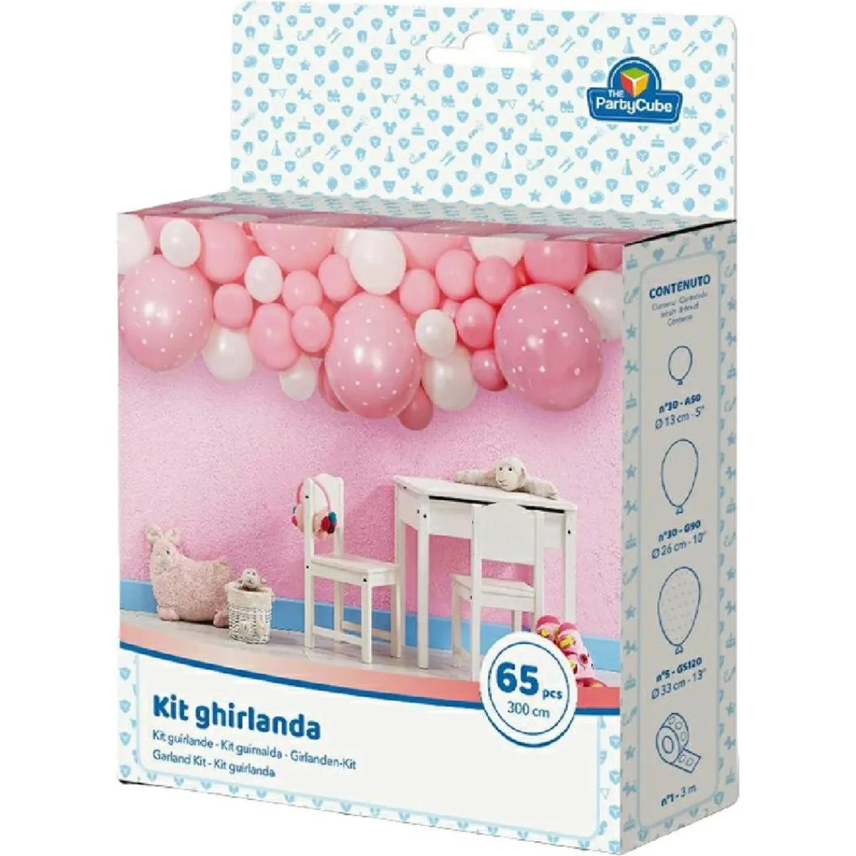 TOYS "R" US Artículos De Fiesta Y Regalos*Guirnalda rosa y blanca con 65 piezas