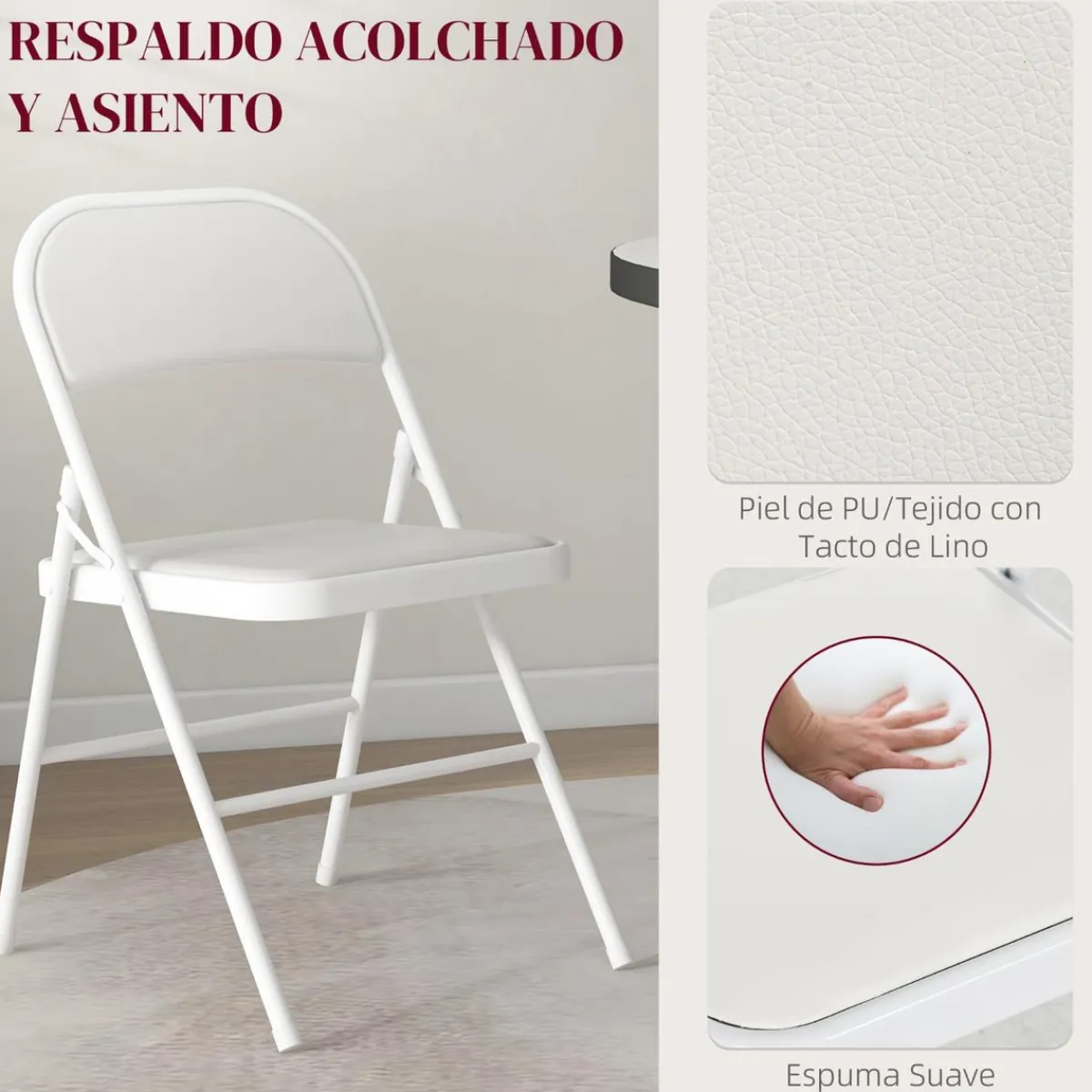 Homcom Estilo De Vida*- 2 sillas plegables Blanco