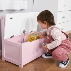 Homcom Estilo De Vida*- Baúl para juguetes Madera Rosa