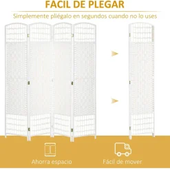 Homcom Estilo De Vida*- Biombo de cuerda de papel 4 paneles