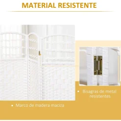 Homcom Estilo De Vida*- Biombo de cuerda de papel 4 paneles
