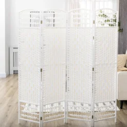 Homcom Estilo De Vida*- Biombo de cuerda de papel 4 paneles