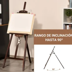 Homcom Arte Y Manualidades*- Caballete de madera con trípode Marrón