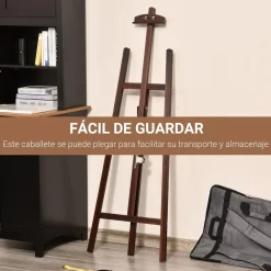 Homcom Arte Y Manualidades*- Caballete de madera con trípode Marrón