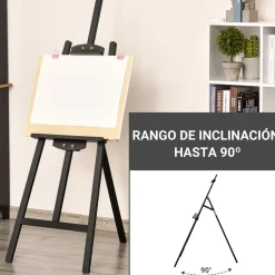 Homcom Arte Y Manualidades*- Caballete de madera con trípode Negro