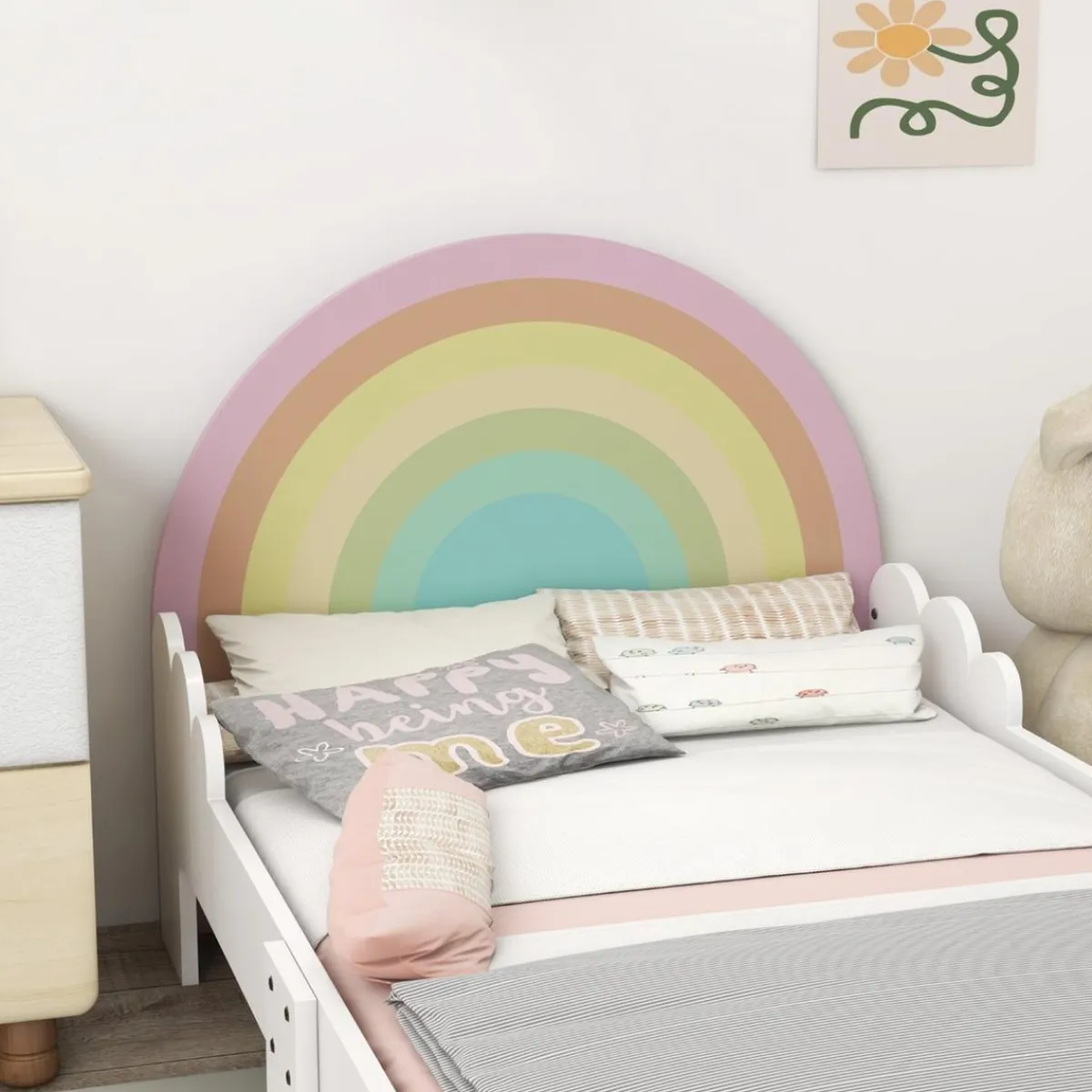 Homcom Estilo De Vida*- Cama infantil arcoíris Rosa