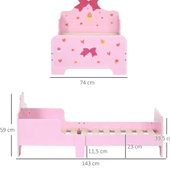 Homcom Estilo De Vida*- Cama infantil corazones Rosa