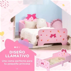 Homcom Estilo De Vida*- Cama infantil corazones Rosa