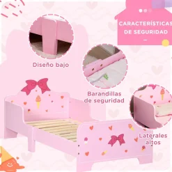 Homcom Estilo De Vida*- Cama infantil corazones Rosa