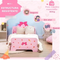 Homcom Estilo De Vida*- Cama infantil corazones Rosa