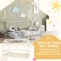 AIYAPLAY Estilo De Vida*Homcom - Cama infantil en forma de casa Blanco