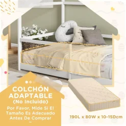 AIYAPLAY Estilo De Vida*Homcom - Cama infantil en forma de casa Blanco