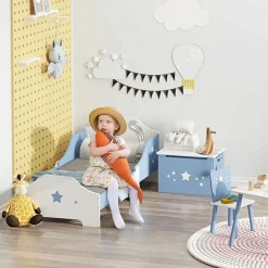Homcom Estilo De Vida*- Cama infantil estrellas Azul/Blanco