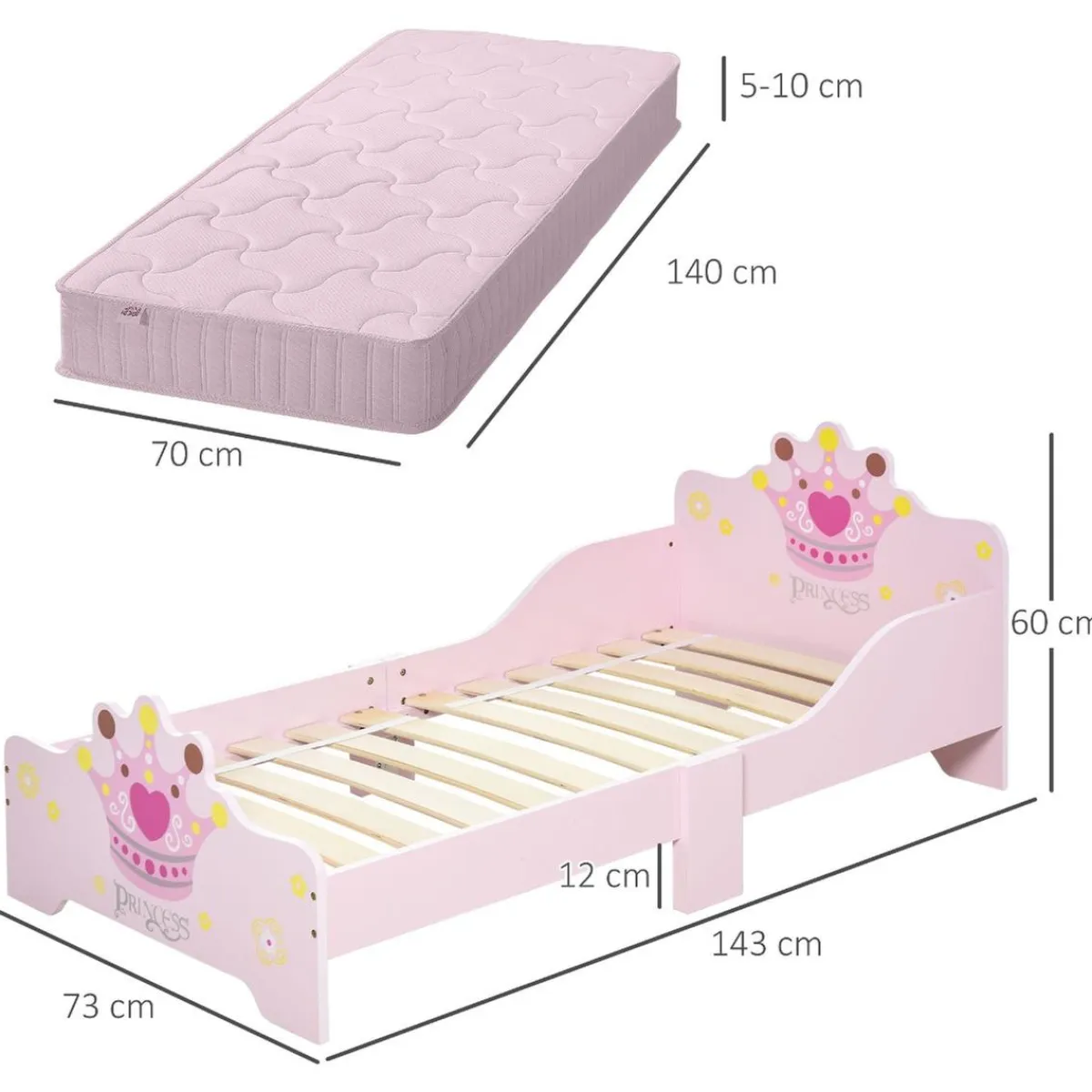 Homcom Estilo De Vida*- Cama infantil Madera Rosa