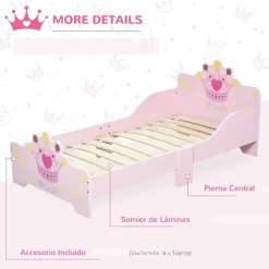 Homcom Estilo De Vida*- Cama infantil Madera Rosa