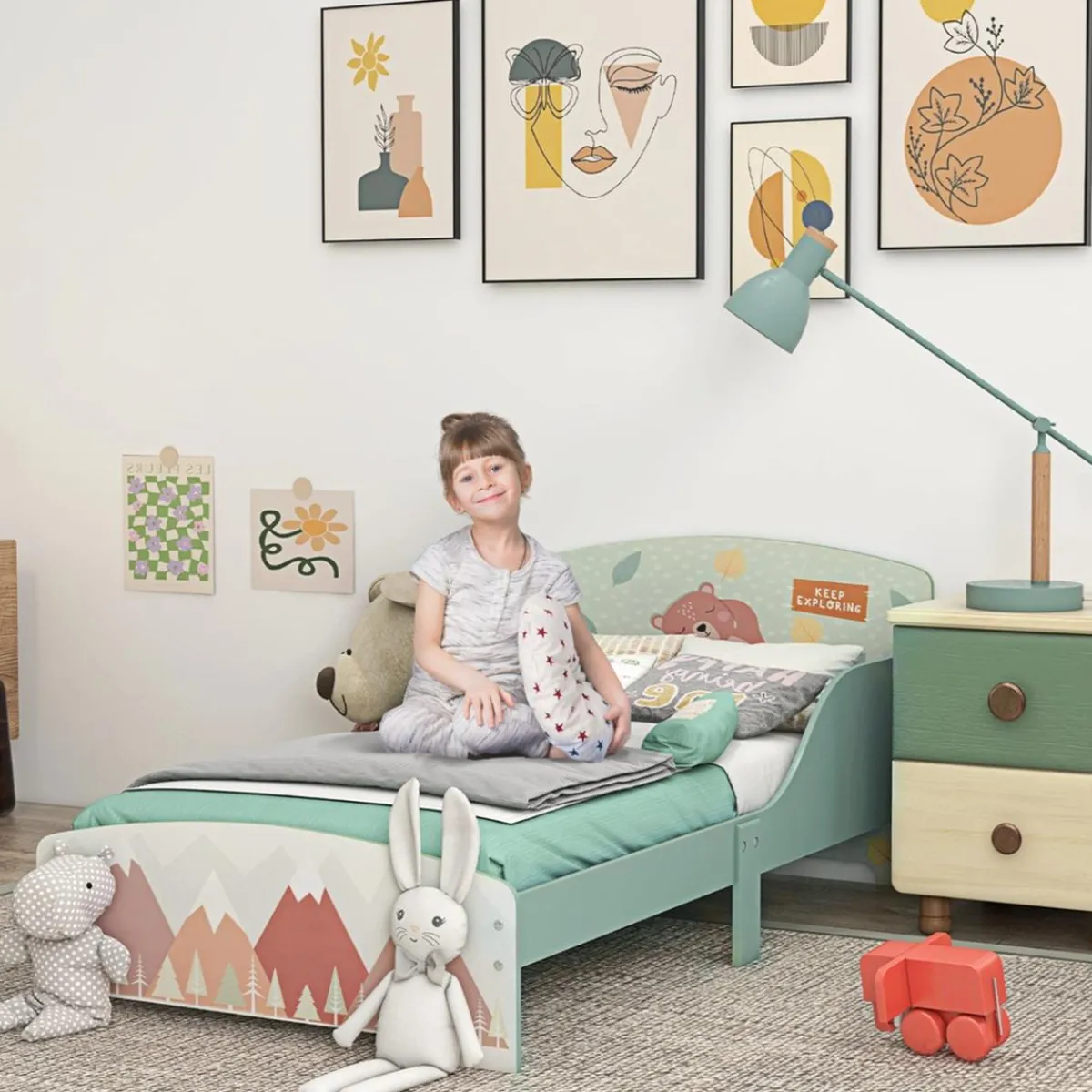 Homcom Estilo De Vida*- Cama infantil Montañas Verde